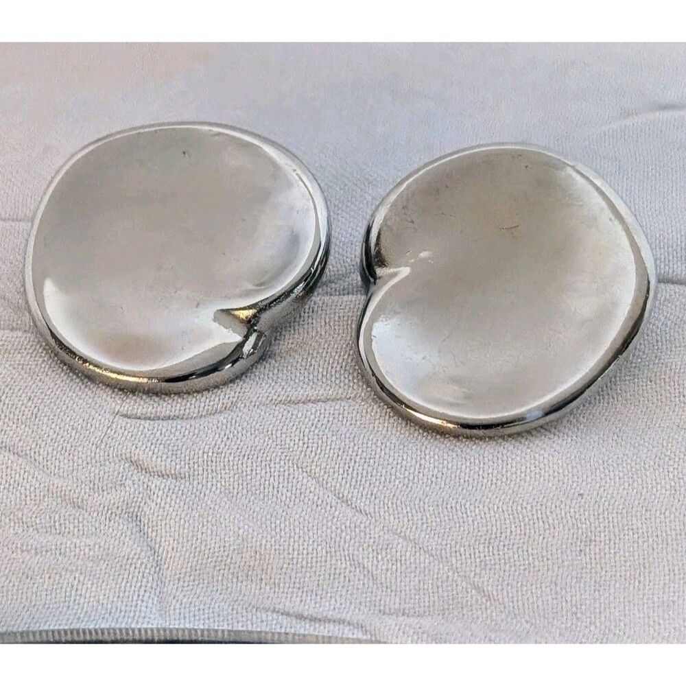 Rare Elsa Peretti Halston Signed Bean Earrings Vintage 70s Silver Sculptural XL - Picture 2 of 8